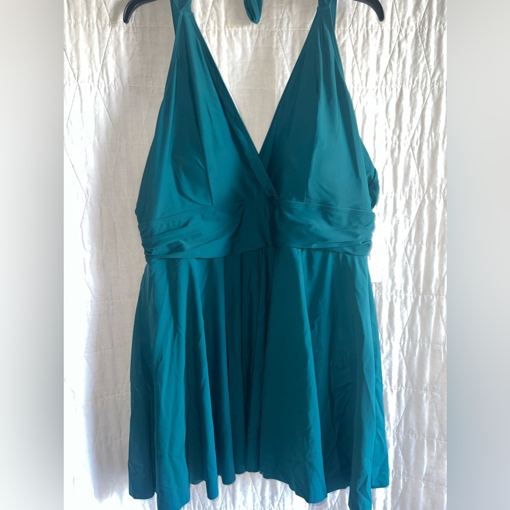 Turquoise halter bikini dress bloomchic plus